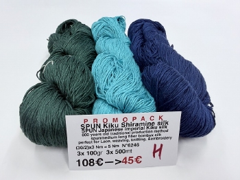 spun kiku sharamine silk  promopack 3 x 100gram  promopack colors