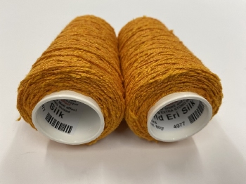 wild eri silk  hand spun effect  bi-color yellow tangerine