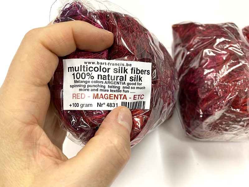 argentia soie fibres  100gram  red magenta etc