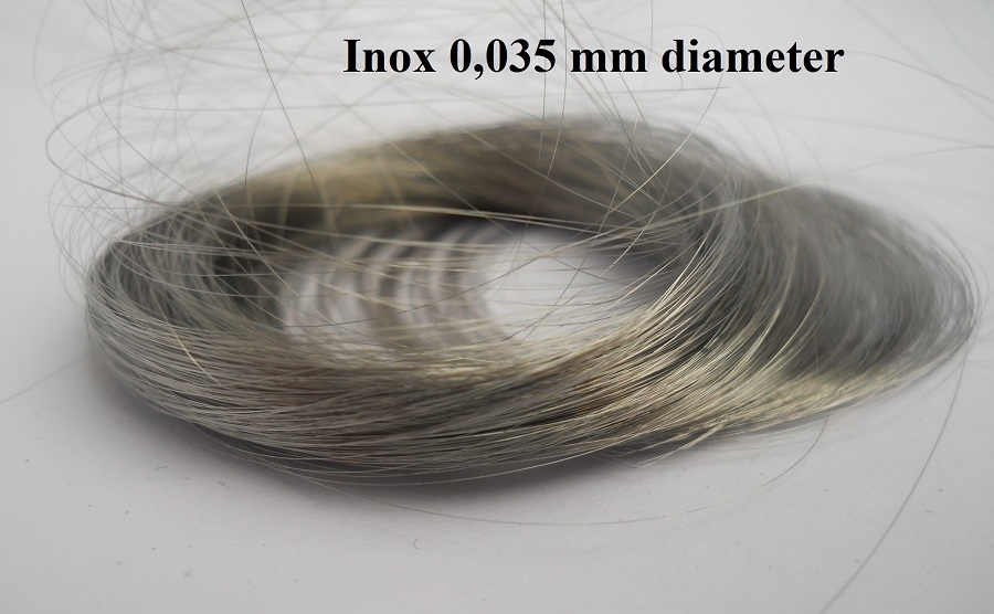 Inox staaldraadje 0.0355mm diameter