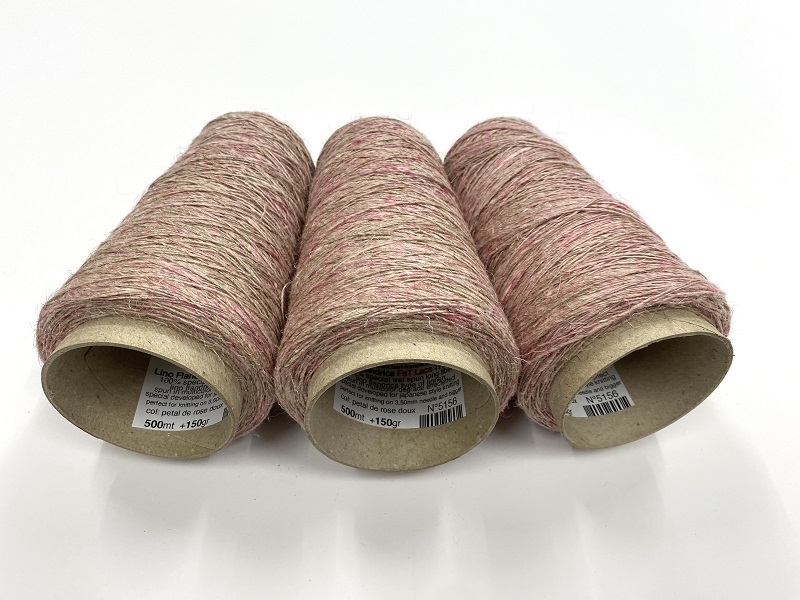 lino flandrica FAT LACE tricot special color petal de rose doux
