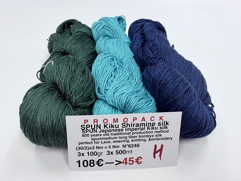 spun kiku sharamine silk  promopack 3 x 100gram  promopack colors