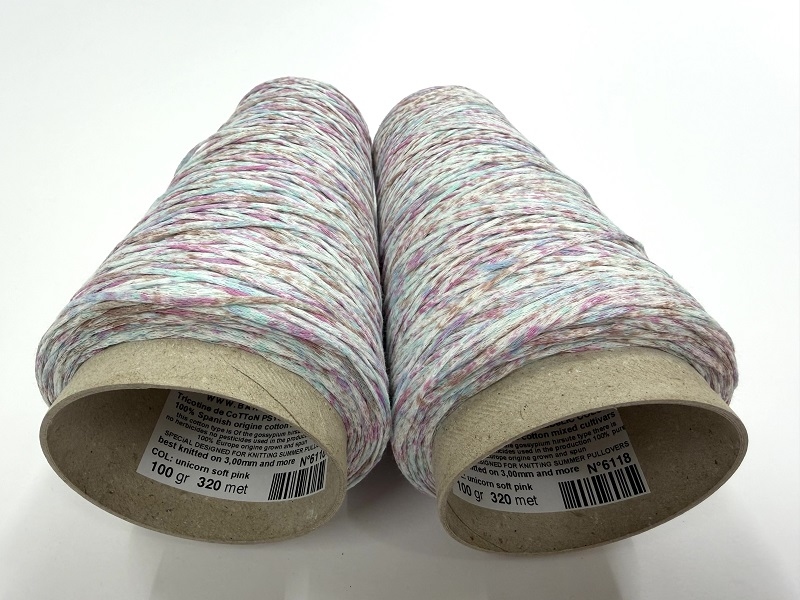 tricotine de cotton psychedelic colors unicorn soft pink
