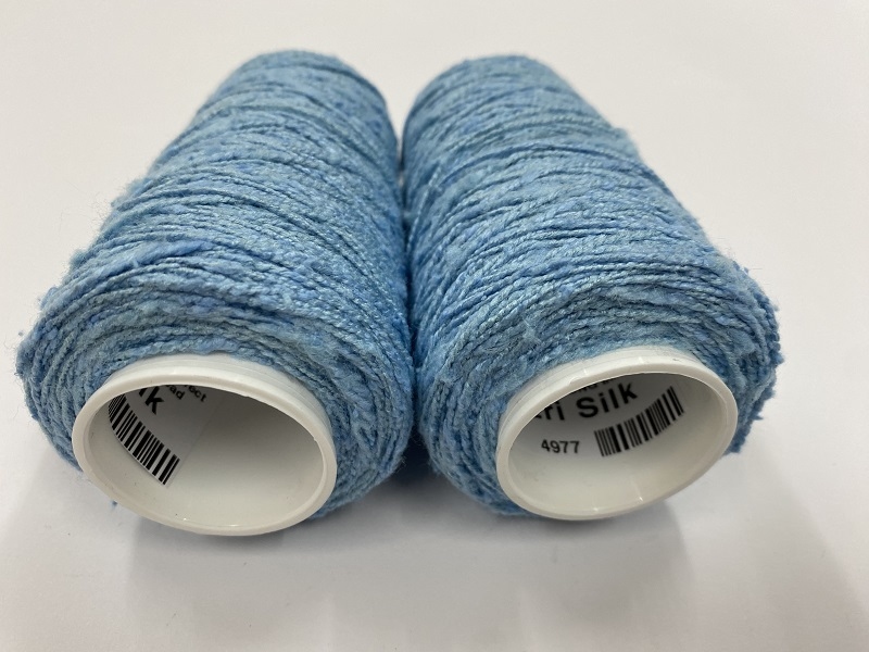 wild eri silk  hand spun effect  bi-color sky blue baby bleu