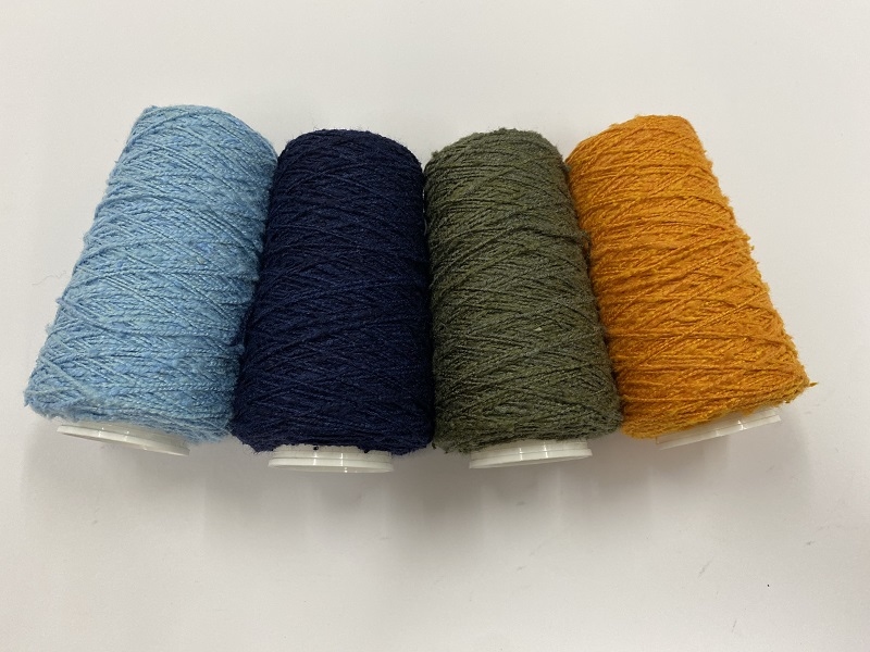 wild eri silk  hand spun effect  bi-color yellow tangerine